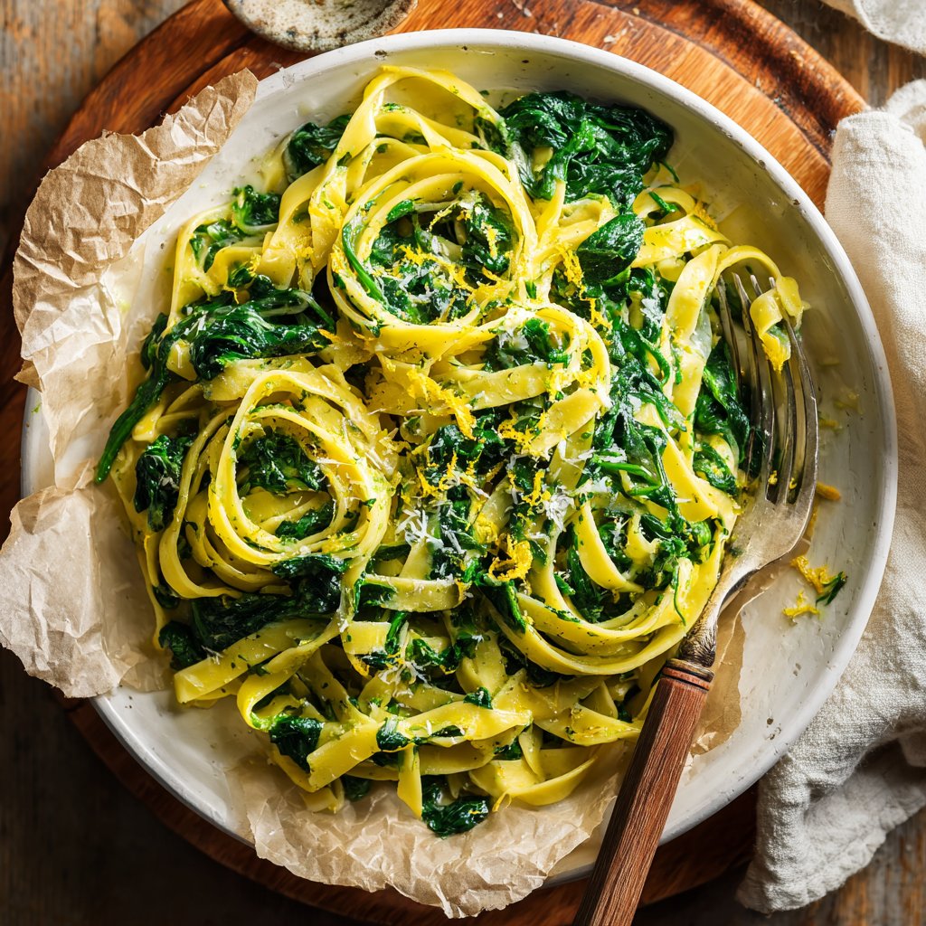 Lemon Spinach Fettuccine