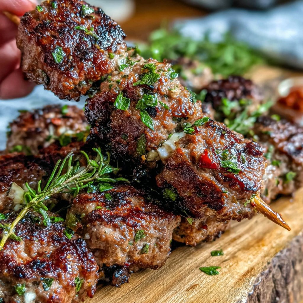 Mediterranean Hamburger Meat Skewers