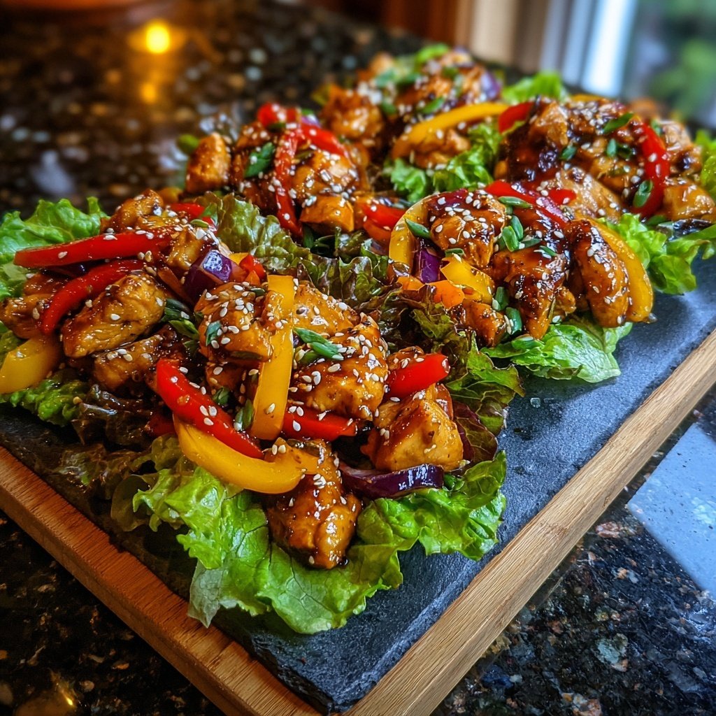 Teriyaki Chicken Stir Fry Lettuce Cups
